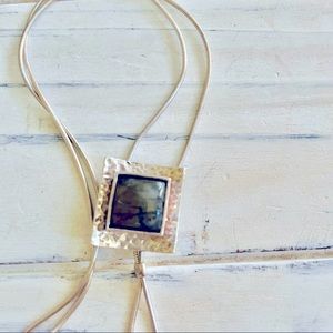 Rare stamped 925 Silpada labradorite lariat bolo necklace